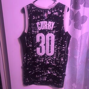 Stephen Curry #30 Golden State Warriors Black and White Jersey size M